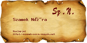 Szamek Nóra névjegykártya